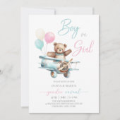 Invitation Ours en peluche dans l'avion Bébé Révélation de ge (Devant)