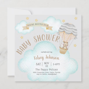 Invitation Ours en peluche de la forêt neutre Baby Shower Bal