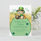 Invitation Ours en peluche de la Saint-Patrick Journée d'anni (Debout devant)