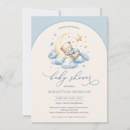 Invitation Ours en peluche de l'arc de Boho sur le garçon de  (Devant)