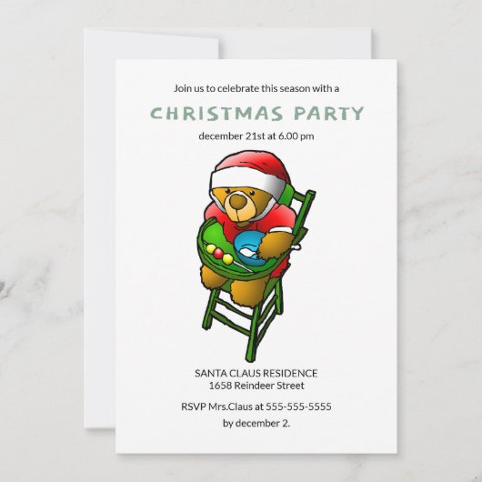 Invitation Ours en peluche de Noël (Devant)