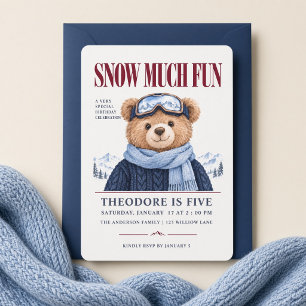 Invitation Ours en peluche de ski Snow Much Fun