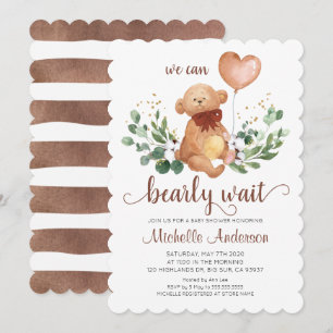 Invitation Ours en peluche de verdure à peine attendre Baby S