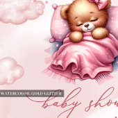 Invitation Ours en peluche dormant rose mou à l'eau