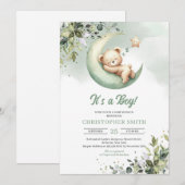 Invitation Ours en peluche dormant sur la lune neutre de genr (Devant / Derrière)