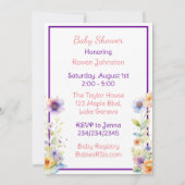 Invitation Ours en peluche en fleurs Baby shower de fille (Dos)