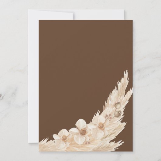 Invitation Ours en peluche en laiton Boho Pampas Brown (Dos)