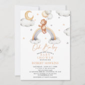 Invitation ours en peluche et Baby shower arc-en-ciel Boho (Devant)