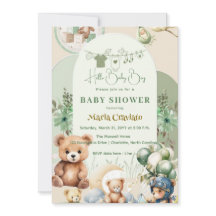 Ours en peluche et ballons bébé garçon douche Invi