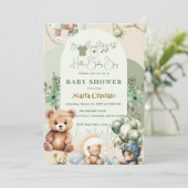 Invitation Ours en peluche et ballons bébé garçon douche Invi (Debout devant)