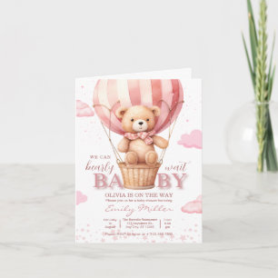 Invitation Ours en peluche Fille au ballon Ours à peine atten