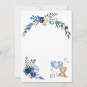 Invitation Ours en peluche Fleur aquarelle vierge Ballon Bleu (Devant)