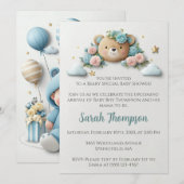 Invitation Ours en peluche floral (Devant / Derrière)