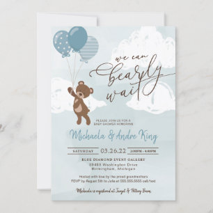 Invitation Ours en peluche flottant avec des ballons Baby sho