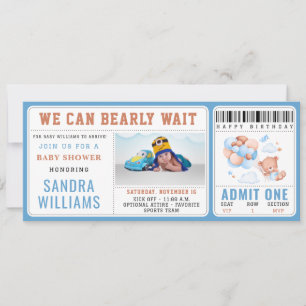 Invitation Ours en peluche garçon « On peut à peine attendre 