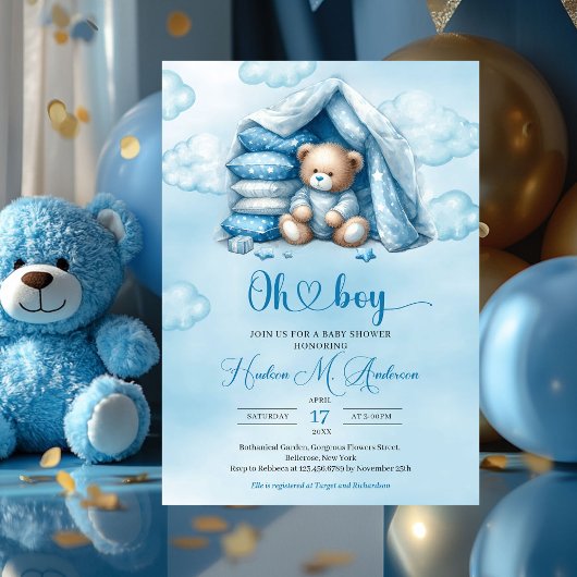 Invitation Ours en peluche marron et mignon de Boho dans une