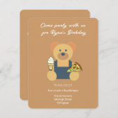 Invitation Ours en peluche mignon - Anniversaire (Devant / Derrière)