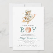 Invitation Ours en peluche mignon astronaute code QR garçon B (Devant)