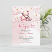 Invitation Ours en peluche mignon avec étoiles baby shower fi (Debout devant)