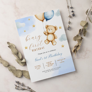 Invitation Ours en peluche mignon Béary Bébé Premier annivers