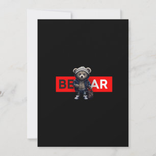 Invitation ours en peluche mignon dans une veste et jeans ave