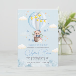Invitation Ours en peluche montgolfière Ours Fête bébé Garçon