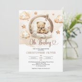 Invitation Ours en peluche noir rouille neutre (Debout devant)