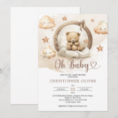 Invitation Ours en peluche noir rouille neutre (Devant / Derrière)