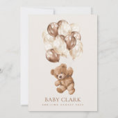 Invitation ours en peluche, ours bébé, ballons Brown, Baby sh (Dos)
