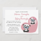 Invitation Ours en peluche Panda Rose Cœur Dessin Animé Maria (Devant)