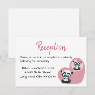 Invitation Ours en peluche Panda Rose Coeur Mariage Réception