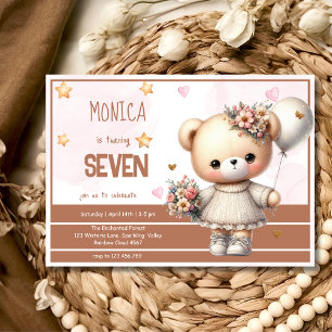 Invitation Ours en peluche pastel magique pour l'anniversaire