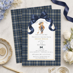 Invitation Ours en peluche Polo de golf Plaid Par-tee Baby Sh