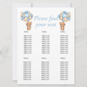 Invitation Ours en peluche pour Baby Shower Tableau de table