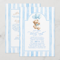 Ours en peluche rayures bleues Baby Shower Tout en