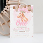 Invitation Ours en peluche rose 1er Ours d'anniversaire avec 