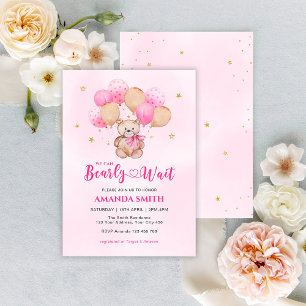 Invitation Ours en peluche rose à peine attendre Baby Shower