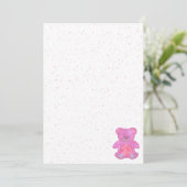 Invitation Ours en peluche rose mignon personnalisé (Debout devant)