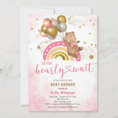 Invitation Ours en peluche rose rousse Nous pouvons attendre  (Devant)