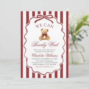 Invitation Ours en peluche rouge We Can Bearly Wait Baby Show