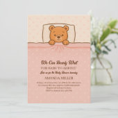 Invitation Ours en peluche Sleepy Baby shower rose clair (Debout devant)