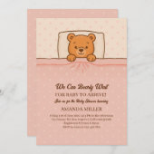 Invitation Ours en peluche Sleepy Baby shower rose clair (Devant / Derrière)