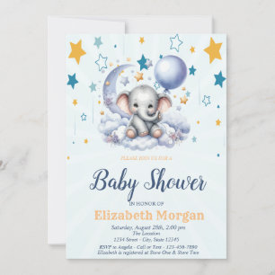 Invitation Ours en peluche, Stars Baby shower à ballon de la
