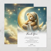 Invitation Ours en peluche sur lune fond d'étoiles Baby Showe (Devant / Derrière)