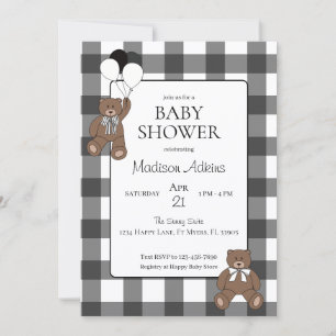 Invitation Ours en peluche Vérification Buffalo Noir Baby Sho