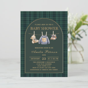 Invitation Ours en peluche vintage Polo baby shower de luxe