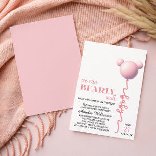 Invitation Ours en rose pâle à peine attendre Teddy Balloon G