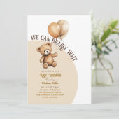 Invitation Ours En Teddy Avec Baby shower Ballotte (Debout devant)