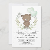Invitation Ours En Teddy Cute Anniversaire Garçon Ballons ver (Devant)