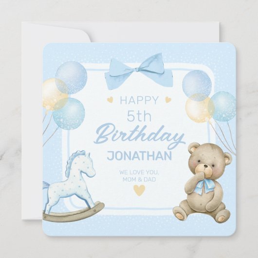 Invitation Ours En Teddy Et Cheval Rocheux (Devant)